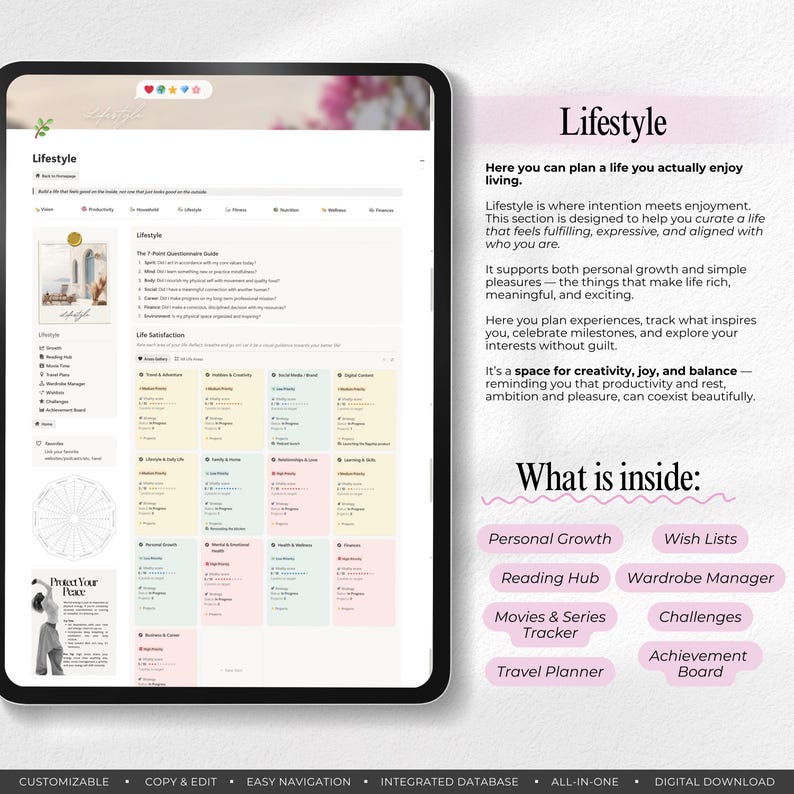 Ultimate Notion Life Planner Template – All-In-One Second Brain Dashboard (Digital Download, PLR & MRR License Included) image 9