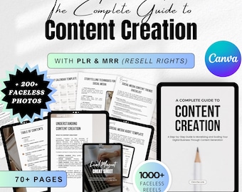 Guida completa alla creazione di contenuti PLR MRR eBook, Prodotto digitale pronto all'uso, Ebook Canva modificabile, Idee per i social media, Roadmap per i creatori