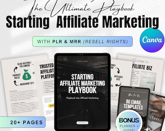 Guide to Affiliate Marketing eBook, Affiliate Playbook MRR PLR Resell Rights, DFY Digital Product, Passive Income Content, Editable Canva