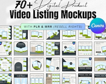 Etsy Listing Video Mockups, MRR PLR Video Listing, Drag & Drop Animated Video Template, Digital Product Mock-Up Bundle Resell Canva Template