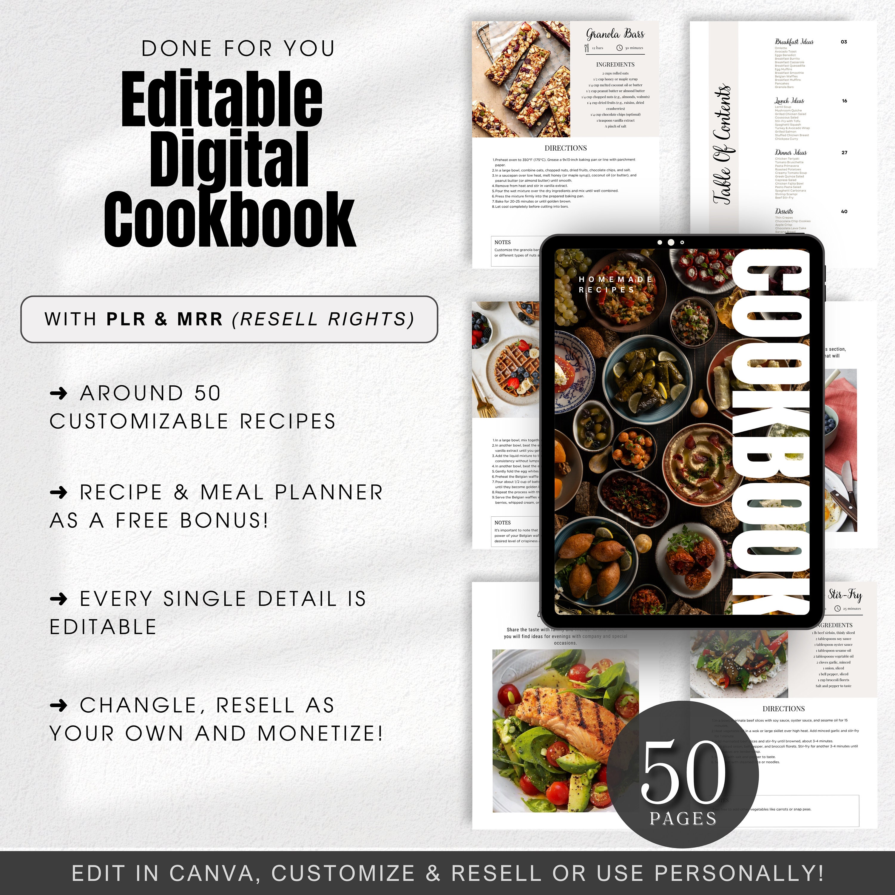 Editable Cookbook Template & DIY Recipe Card Planner | Canva Recipe ...