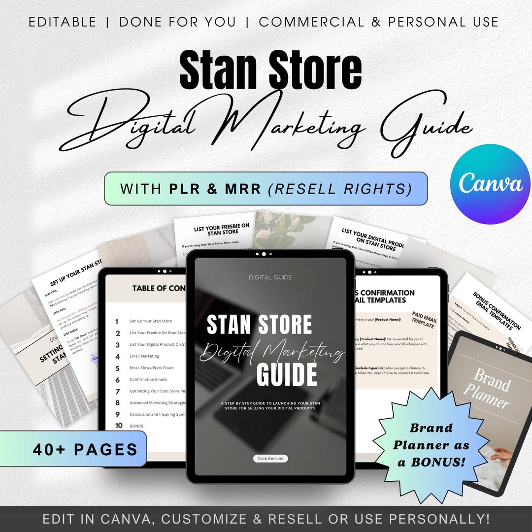 Stan Store Ebook Example How to Set up Stan Store PLR MRR Guide Private Label Rights Master ...