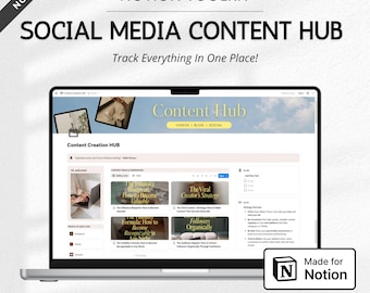 Plantilla de panel de Notion para gestor de redes sociales, estrategia de marketing de redes sociales online, centro de creación de contenido y planificador de publicaciones para creadores.