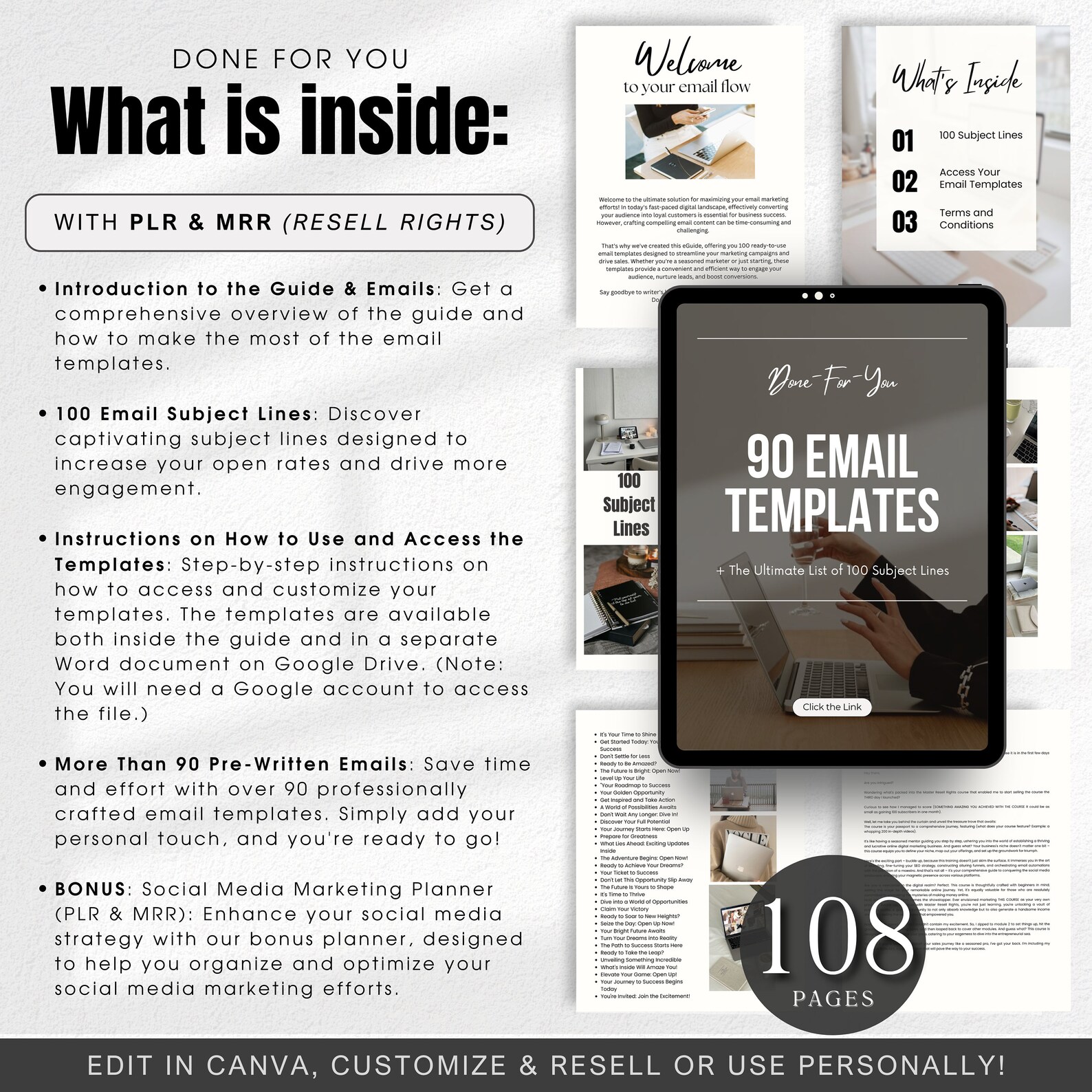 90 Pre-written Email Marketing Templates for Business MRR Master Resell ...