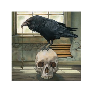 Art Print - Oil Painting - Raven and Skull - Surrealism - Home Decor - Wall Art - “The Keybearer”