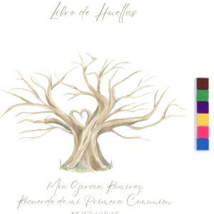 Albero di impronte digitali personalizzato - Un ricordo speciale per matrimoni, comunioni, anniversari e compleanni - Poster A3 su carta vergata da 240 g/m²
