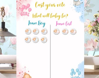 A3-Bogen zur Geschlechtsenthüllung „Team Junge vs. Team Mädchen“ – Digital druckbare Baby-Abstimmung | Spiel zur Geschlechtsenthüllung: Wird es ein Junge oder ein Mädchen?
