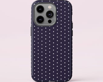 Navy Polka Dot Phone Case - Minimalist iPhone & Samsung Cover