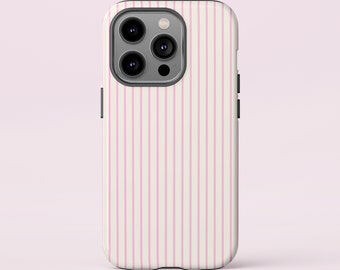 Pink Striped Phone Case, Polycarbonate Cover