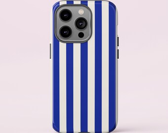 Blue and White Striped Phone Case: iPhone, Samsung Galaxy Tough Case