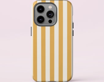 Mustard Yellow Striped Phone Case: iPhone, Galaxy, Dual Layer