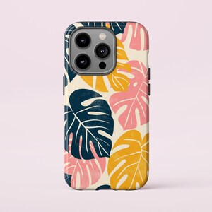 Tropical Monstera Leaves Phone Case, iPhone 15 14 13 12 Pro SE Tough Case, Samsung Galaxy S20Ultra