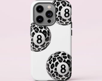Leopard Print 8 Ball iPhone 15 Pro Case: Cheetah Billiards Cover