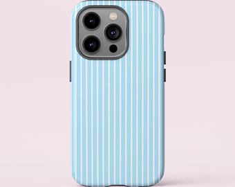 Blue Striped Phone Case: Minimalist Pastel Cover