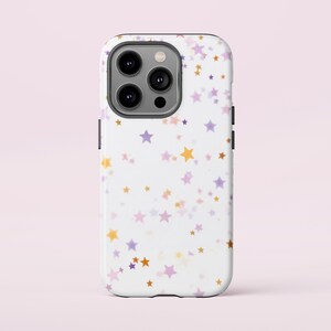 Cute Star iPhone Case – Pastel Aesthetic Galaxy Phone Cover, Whimsical Stars Design For iPhone 16 15 14 13 Pro Max 12 Mini XR 7 8 SE Galaxy