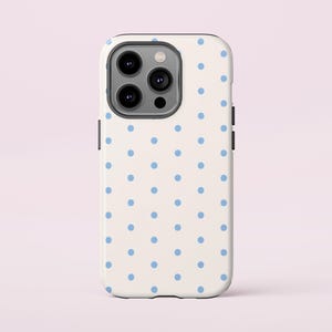 Charming Polka Dot Phone Case | Blue & Cream Protective iPhone Cover | iPhone 14 Pro Case