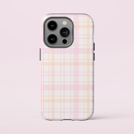 Pastel Plaid Phone Case. Cute Aesthetic Checkered Cover for iPhone & Samsung