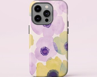 Watercolor Floral Phone Case: Purple & Yellow Flower Design