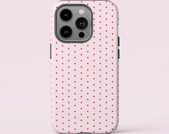 Pink and Red Polka Dot Phone Case - Cute Minimalist Aesthetic Cover for iPhone & Samsung