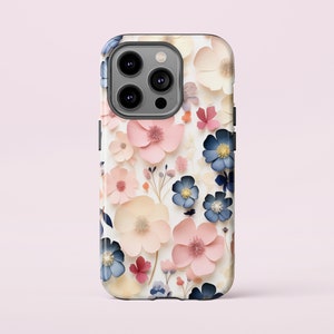 Pressed Flower Phone Case Wildflower Country Style Floral Whimsical Phone Case iPhone 15 14 13 12 Pro SE Tough Case, Samsung Galaxy S20Ultra