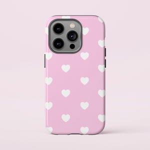 Pink Heart Phone Case. Cute Aesthetic Love Pattern Cover for iPhone & Samsung