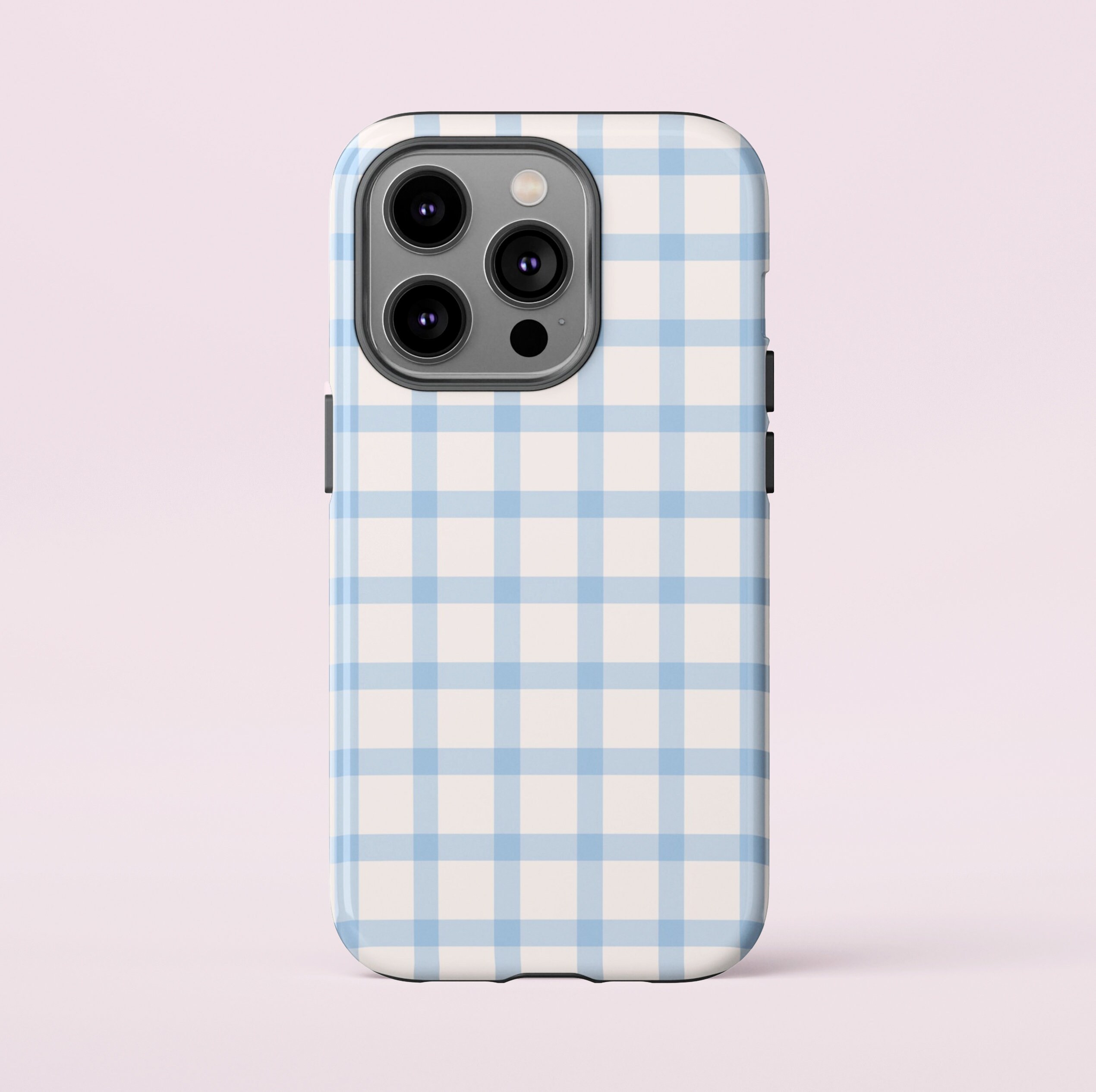 Blue Gingham Phone Case: Iphone, Samsung Galaxy, Tough Dual Layer - Etsy