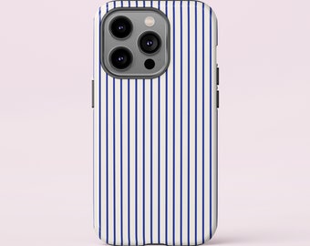Blue and White Stripes Phone Case, Dual Layer Protection