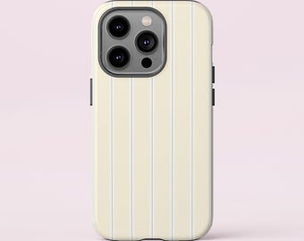 Minimalist Yellow Striped Phone Case – Pastel Aesthetic iPhone Cover for iPhone 15 14 13 12 Pro SE Tough Case, Samsung Galaxy S20Ultra