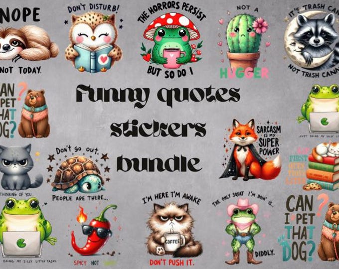Funny quotes stickers bundle