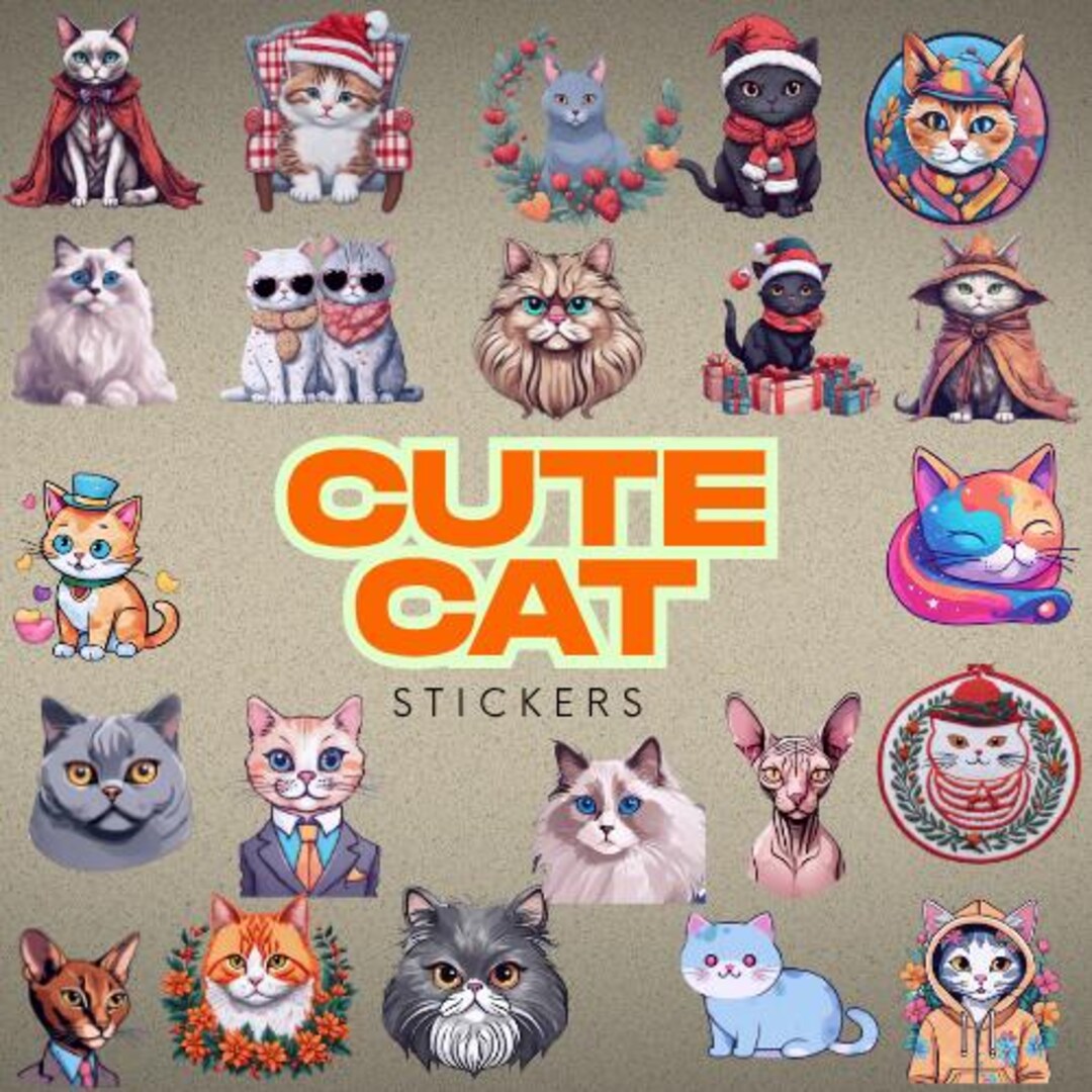 Cute Cat Sticker Pack PNG | Printable Stickers for Bullet Journals ...