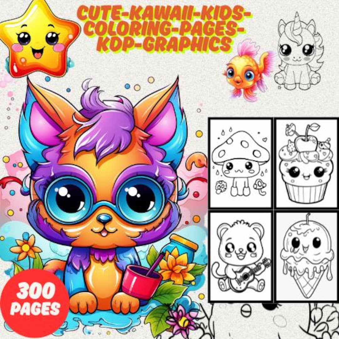 Cute Kawaii Kids Coloring Pages | Printable Activity Sheets for KDP ...
