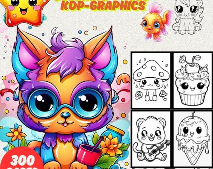 Cute Kawaii Kids Coloring Pages for KDP | Printable Fun Activity Sheets & Easy-to-Use Graphics