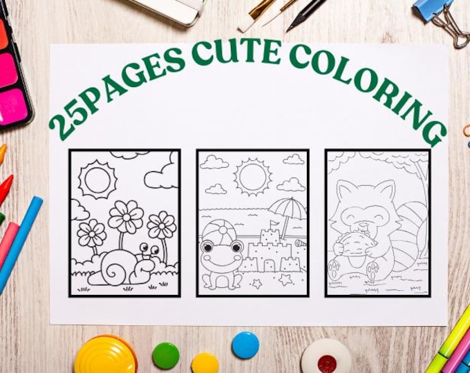 Coloring Pages | 25Pages | Cute Coloring Pages | For Kids and Adults