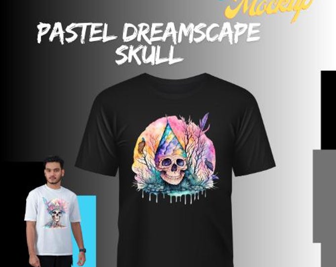 Mockup T-Shirt Pastel Dreamscape Skull