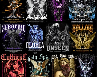 80+ Angel Streetwear T-Shirts Designs, Pop Culture Designs, Graphic Designs, Premium Streetwear Urban Style Design Bundle, Tee Print Design