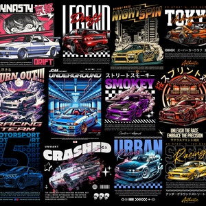 40+ JDM T-Shirt Design PNG, Car Streetwear Designs, Premium Car T-Shirt Design Bundle, Car PNG Design, Graphic Car Design, Clothing Design
