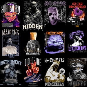 90+ Urban Streetwear Tee Designs, Graphic Streetwear PNG T-Shirt Bundle, Hip Hop Designs, Pop Culture Designs, Premium T-Shirt Pod Designs