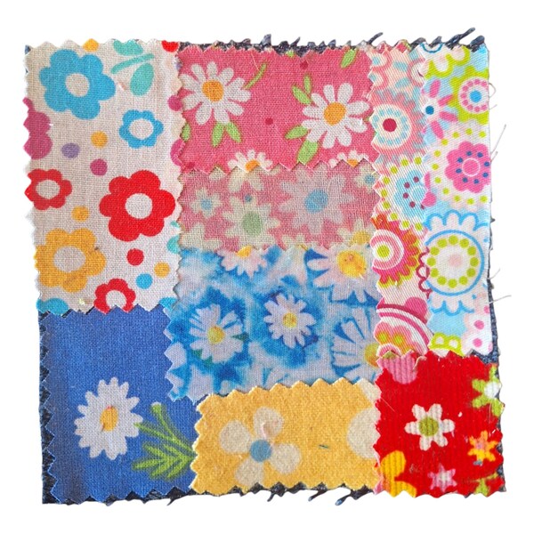 Adorable Daisy Patchwork Fabric Patch, 4x4 inch, Boho Denim Applique, Upcycled, Jeans  Daisy Patch , Iron-on Applique.