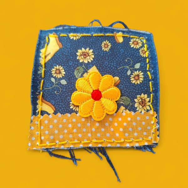 Sunflowers and Denim Patch, 4x4 inches, Jeans Applique, Upcycled  Patch, Festival Patch, Denim Patch, Upcycled Fabric, Sunflower Lovers.