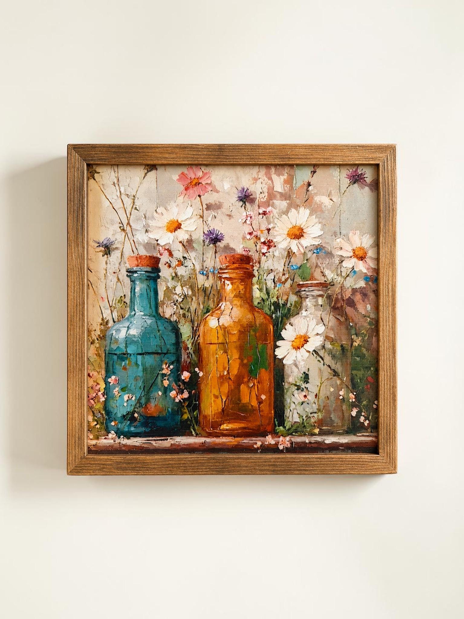 Wild Daisy Wall Art | Rustic Floral Botanical Decor (8x8 Inches) - Etsy