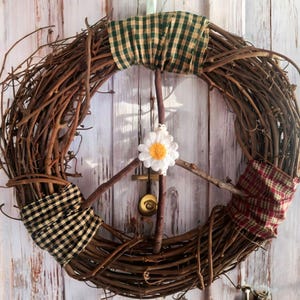 Rustic Peace Wreath, Handmade Peace Wreath, Boho Home Decor, Housewarming Gift, Hippie Wall Art, Front Door Decoration, Wall Hanging