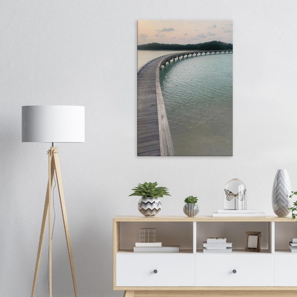 Wallart, canvas print, canvas art, water walkway, mesmerising photography, Maldives, Over water walkway