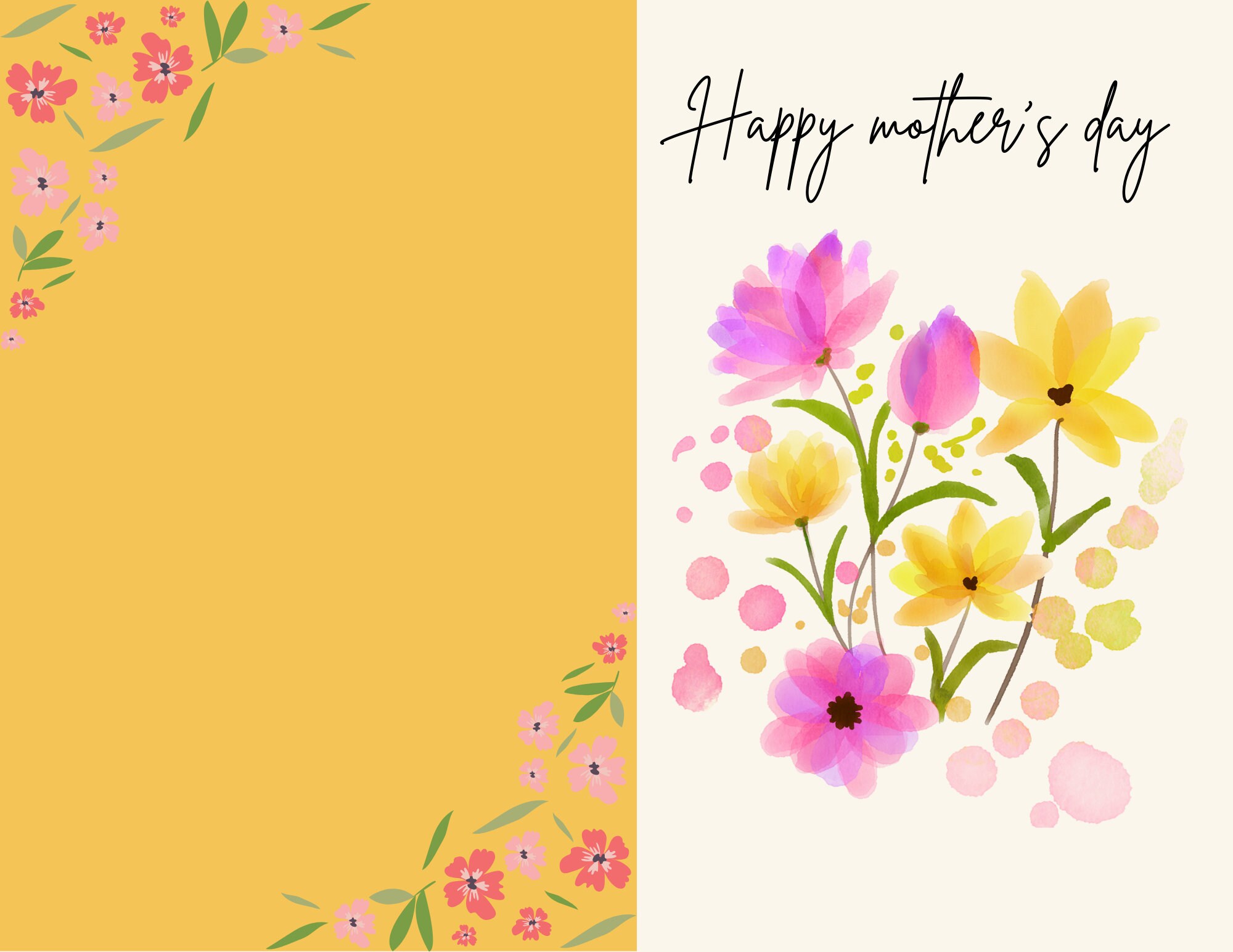 Printable Mother’s Day Card Template, Happy Mother’s Day, Flowers ...