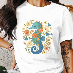 Seahorse PNG, Seahorse Clipart, Floral Seahorse, Cute Seahorse, Boho Flowers, Sublimation Png, Digital Download