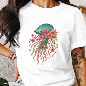 Floral Jellyfish PNG, Jellyfish Clipart, Ocean Png, Flower Png, Sea Animal Png, Sublimation Png, Digital Download