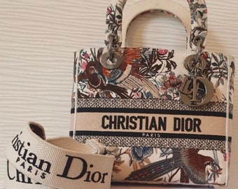 Dior lady d lite authentic multicolor latte embroidered medium bag