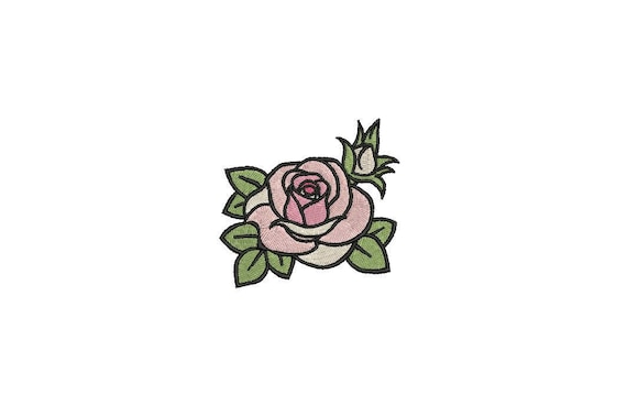 Rose Embroidery - Pink Rose Machine Embroidery File design 6cm - 4 x 4 inch hoop - Rosette - Rose Silhouette