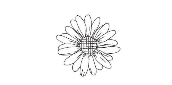 Daisy Machine Embroidery File design  - 4 x 4 inch hoop - 10cm hoop - Redwork Embroidery Design