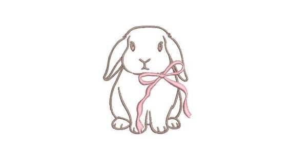 Lop Eared Bunny Machine Embroidery design - 10cm tall - 4x4 inch hoop - Rabbit Embroidery - Easter Design