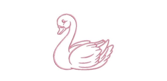 Swan Embroidery - Baby Swan Machine Embroidery File design 4x4 inch hoop - instant download - Swan Outline File